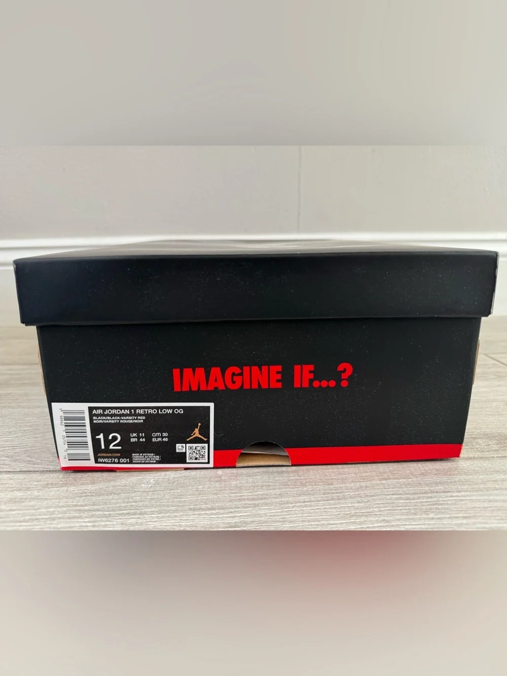 2026 Air Jordan 1 Retro Low OG Banned IW6276-001 Black Varsity Red White Sz 12